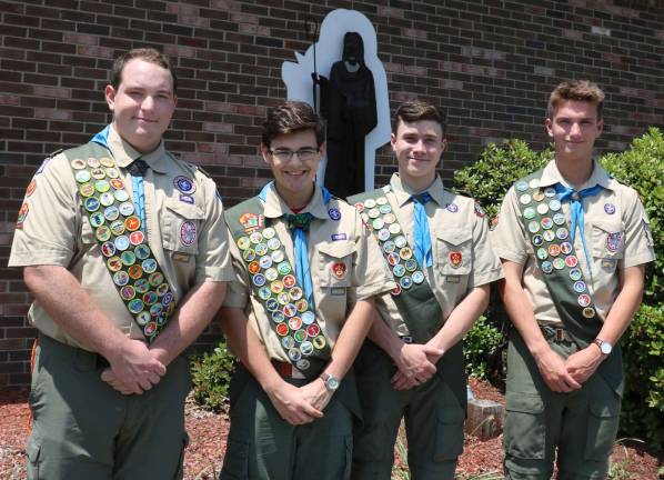 Photos by Roger Gavan On Saturday, June 10, Warwick's Boy Scouts of America Troop 45 advanced four more of its members to the rank of Eagle, raising the troop's total of Eagle Scouts to 109 since it was first organized in 1960. Troop 45 presented the awards at an &quot;Eagle Court of Honor&quot; for from left, Kevin McDermott, Stuart Armstrong Davidson, Aidan O'Connor and Myles Thomas Ottens.