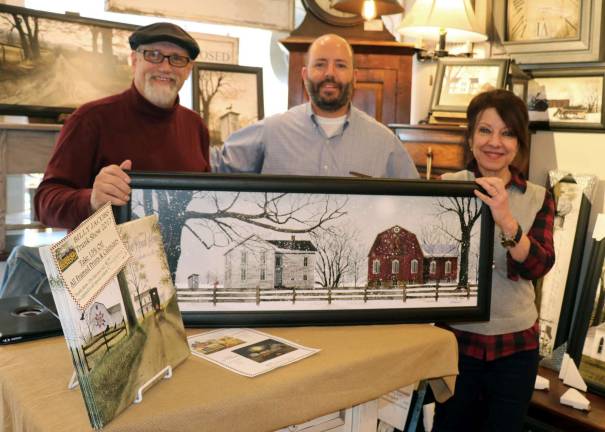 Photo by Roger Gavan Acclaimed folk-artist Billy Jacobs (left), pictured with Frazzleberries co-owners Jerry Schlichting and his mother, Mary Beth Schlichting.