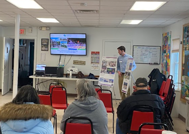 Greenwood Lake residents listen to a presentation on transportation safety plans.