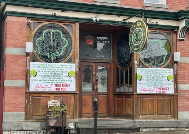 Yesterdays will close after 37 years on Main Street in Warwick, N.Y. The Irish pub is building a new, larger location on Elm Street, and hopes to be open by summer 2023. Photo: Terry Reilly.
