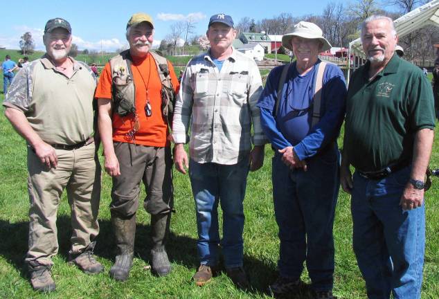 Thanks to an annual community service provided by the Warwick Valley Rod &amp; Gun Club families enjoyed another opportunity to þÄúTake a Kid Fishing Day.þÄù From left to right, club officers are: Vice President Jim Flaherty, Treasurer Kevin Unick, Event Chair Jerry Debold, President Ken Long and Secretary John Buckley.