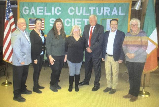 From left: sergeant at arms Vincent Hallinan, recording secretary Maureen Mulcahy, first vice president Katheleen Holder, president Colleen Hallinan, second vice president Denis Mulcahy, corresponding secretary Martin Bracken, and trustee Regina Pinglora.