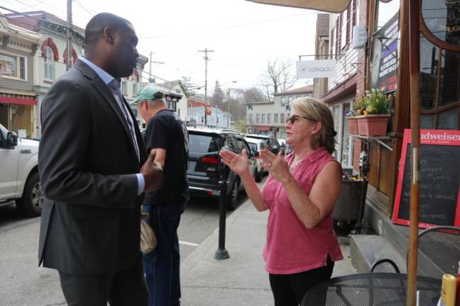 Congressman Mondaire Jones (D-NY17) chatted with people around the Village of Warwick last week.