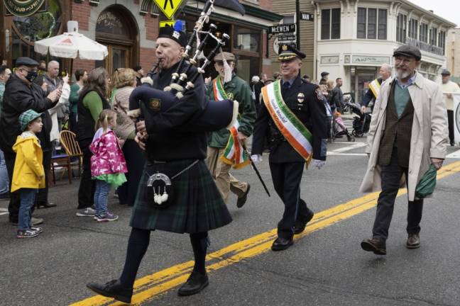 Warwick police chief Thomas McGovern was the Grand Marshall, with Michael Sweeton marching to his left.