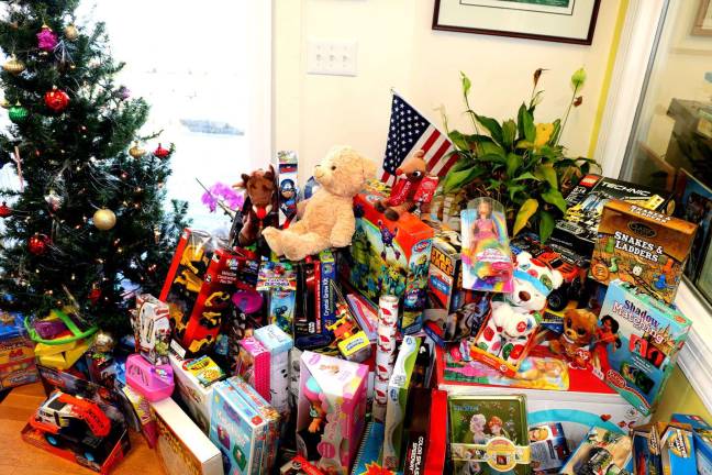Just a corner of the WTBQ facility that was filled to the brim with donated Toys for Military Tots,