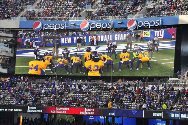 The Mighty Mite offense as seen on the stadium's "Jumbotron."