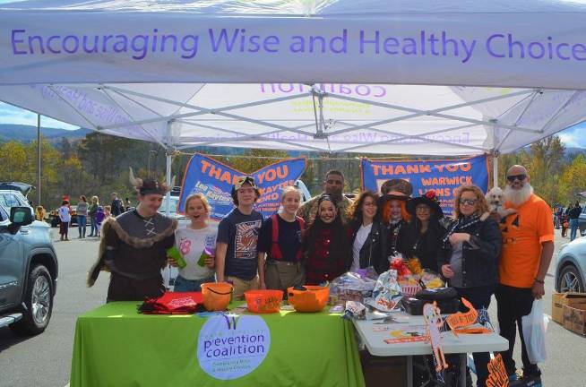 The Warwick Valley Prevention Coalition held a successful Trunk or Treat fund raiser on Halloween, raising $3,450 between sponsorships and funds from the event. Provided photo.