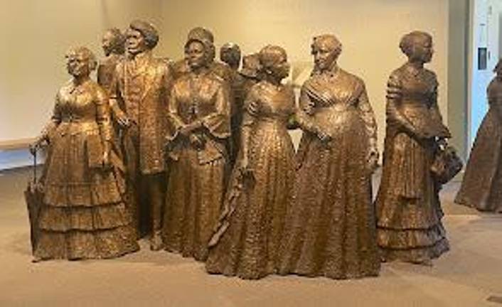 An exhibit at the Women's Rights National Park in Seneca Falls, N.Y.