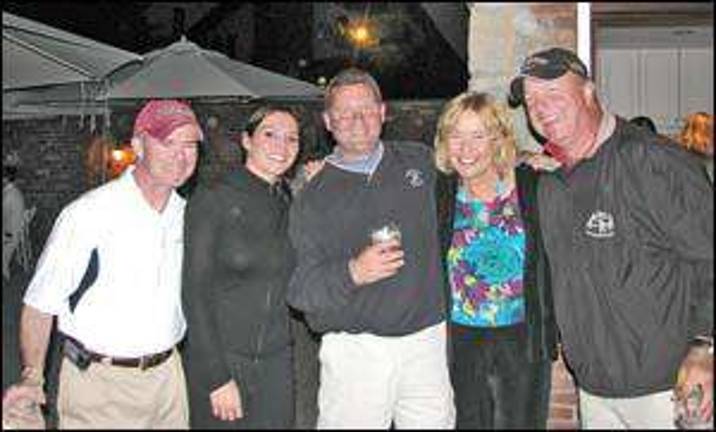 CROWD TOASTS OPENING OF CHATEAU HATHORN OUTSIDE LOUNGE