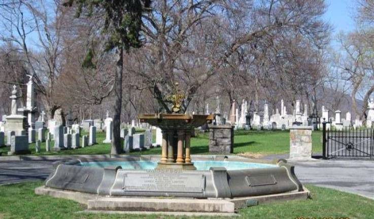 Maj. Jaimie Leonard was buried Thursday at the United States Military Academy at West Point. The former Warwick resident was killed in action earlier this month in Afghanistan. This is the Anderson Fountain at the entrance to the e West Point Cemetery.