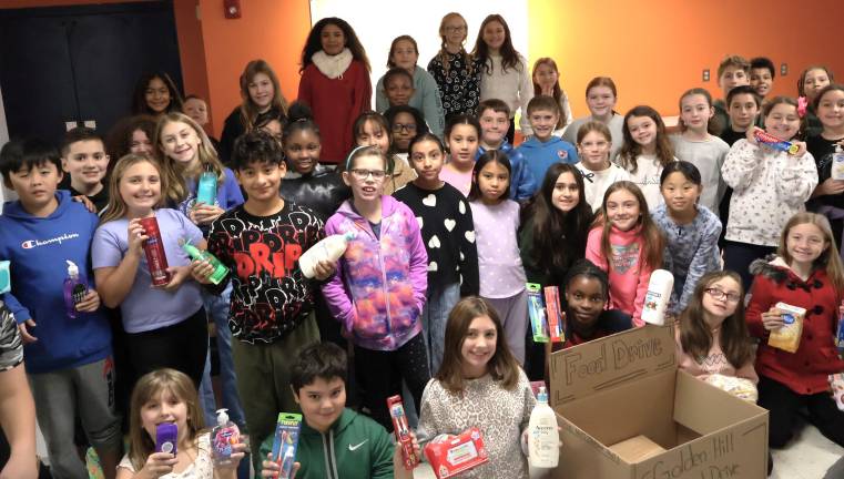 Golden Hill Elementary School students during their November toiletry drive.