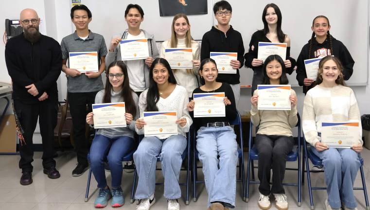 The eleven Florida Union Free School District students that are the inaugural inductees to the Tri-M Music Honor Society.