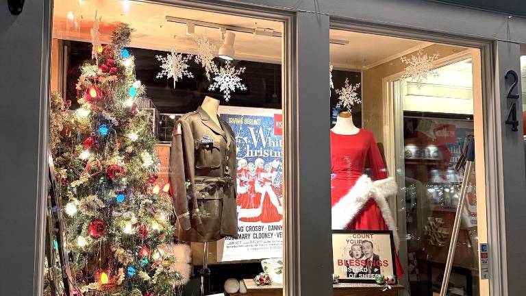 One of the holiday windows of Frazzleberries Country Stores on Main Street.