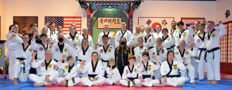 More than 40 students from six schools across the tri-state area assembled for the 2021 Grandmaster Richard Chun Tribute Seminar held at the Chosun Taekwondo Academy in Warwick on Nov. 21. Photos provided bythe Chosun Taekwondo Academy.
