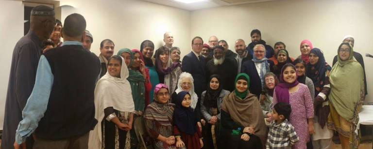 Photo by Abdul-Badi/Shawn Strong Jewish, Christian and Unitarian Universalist Clergy from the Greater Newburgh Interfaith Council stand in solidarity with area Muslims at the Masjid Al-Ihklas Mosque in Newburgh. The Council read a statement repudiating President Trump's ban on Muslim refugees and immigrants and affirming a shared commitment to stand in solidarity with Muslims in support of the most vulnerable, the poor, the needy and the traumatized.
