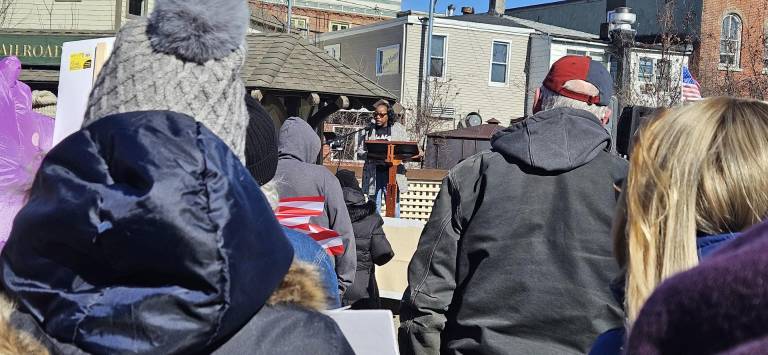 Cindy-Lee Dorsely, president of the Middletown branch of the NAACP, addresses the crowd.