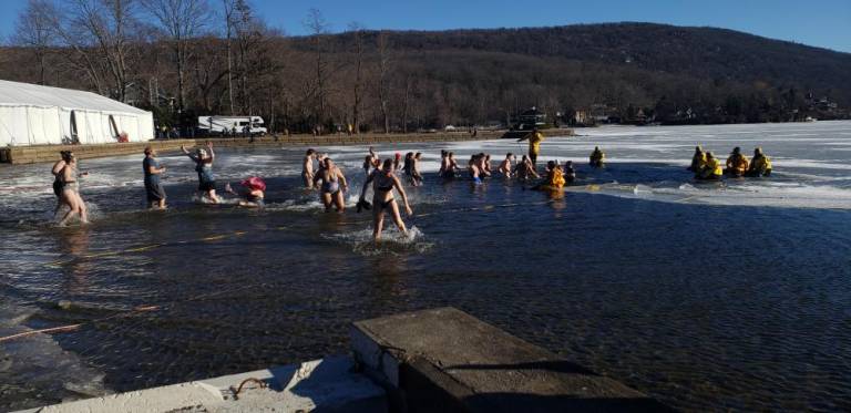 Some carnival-goers took a swim in 35-degree water.
