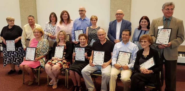Photo by Gail Oliver At its 41st annual meeting on Sunday, June 11, at Kol Yisrael in Newburgh, the Jewish Federation of Greater Orange County honored 19 men and women as volunteers of the year.
