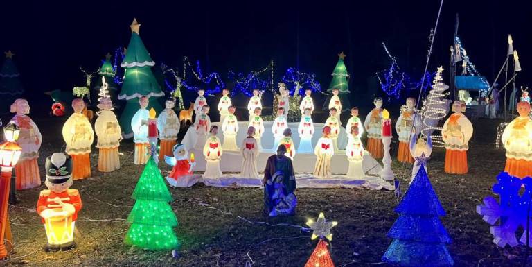 Two of the choir singers from the Spanktown Road Christmas display were reported stolen last Friday. Photo: Terry Reilly