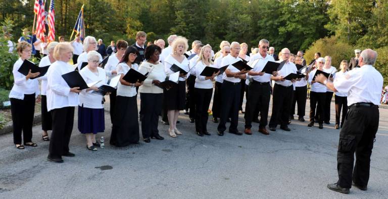 The Warwick Valley Chorale and members of the choir at Warwick&#x2019;s United Methodist Church sang the National Anthem and at the close of the ceremony, God Bless America.