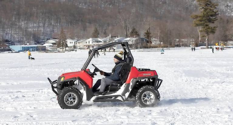 Greenwood Lake. Celebrating winter and the cold on the lake