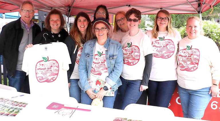 Chamber staff and Applefest volunteers are on hand to offer visitors information and sell Tshirts.