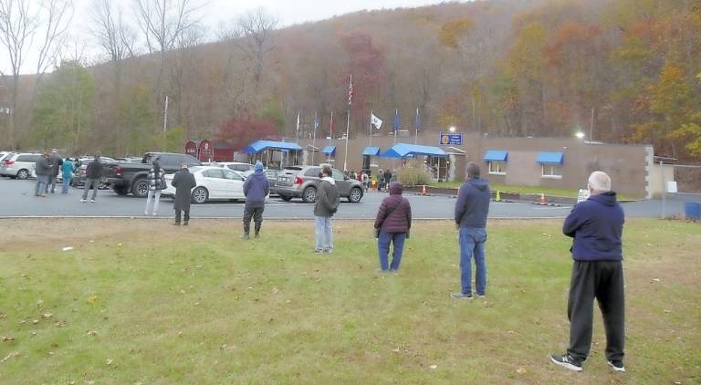 This was line outside the American Legion Hall in Greenwood Lake of people waiting to vote Tuesday morning, Nov. 3. Photo by Ed Bailey.