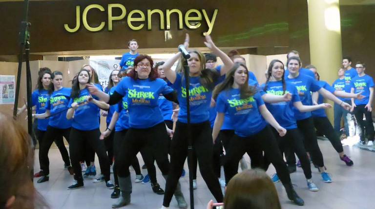 Fairytale characters from the WVHS Production of Shrek the Musical performed &#xfe;&#xc4;&#xfa;Freak Flag&#xfe;&#xc4;&#xf9; at the Orange County Arts Council Arts Build Confidence Showcase at the Galleria Mall on Saturday, Feb. 28.