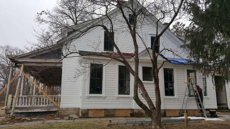 Provided photo Friends of Hathorn House and the historic site's new owners are celebrating the first year of its transformation from &quot;ruin&quot; to &quot;restored&quot; with a public event on Saturday, Oct. 7. This photo shows progress already well underway last December.
