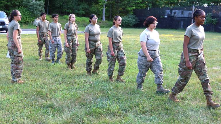 S.S. Seward cadets take their marching orders during the JROTC Cadet Leadership Challenge.
