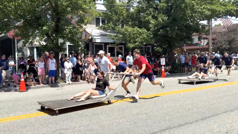 Team Murphy wins Greenwood Lake’s bed racing event.