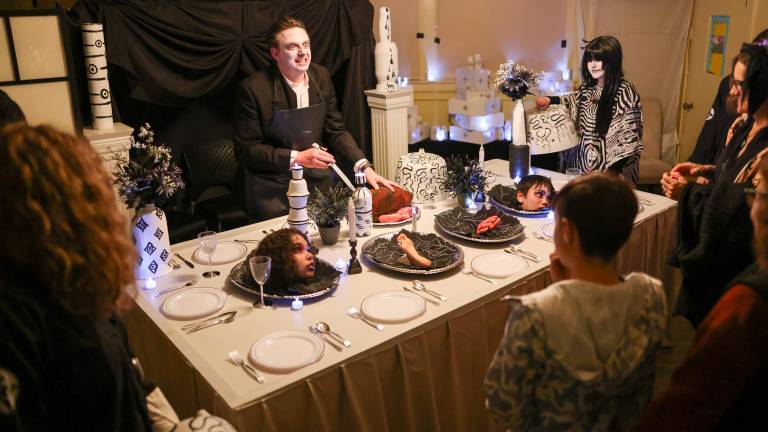 A spooky dinner scene from Wickham Works’ 2025 Haunted House. This year’s theme is Haunts of Ancient Ireland.