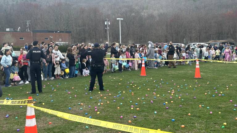 Children gather for the annual PBA Easter Egg Hunt in Greenwood Lake