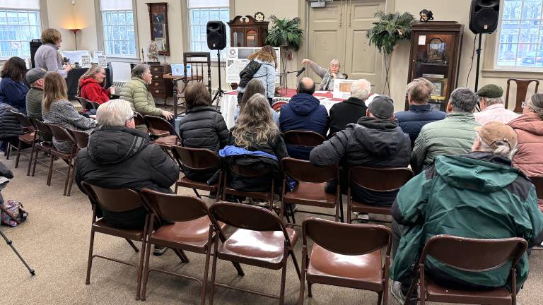 Sue Gardner and audience during presentation.