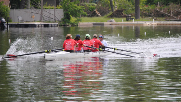 East Arm President Anthony Paterno leading his crew in the culminating Learn to Row Regatta.