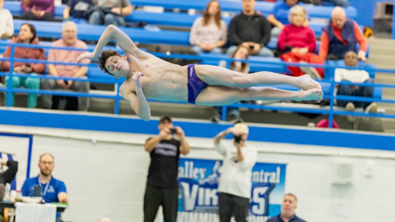Freshman Voloshin won his second Section 9 title scoring 609.20 points, the second highest in the history of the meet.